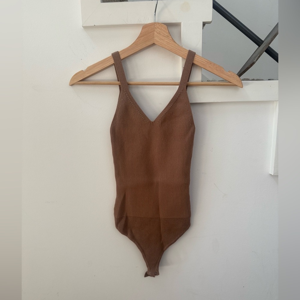 Abercrombie & Fitch Coffee Rib Knit Bodysuit